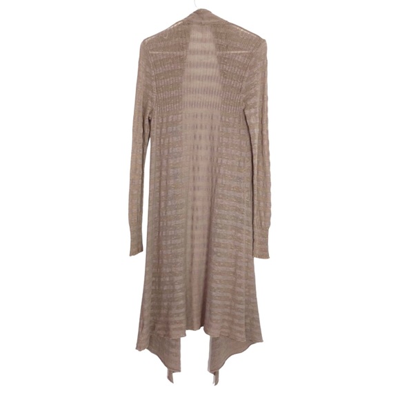 Free People Forget Me Not Long Duster Cardigan Sweater Striped Blush Pink Medium - Picture 2 of 12